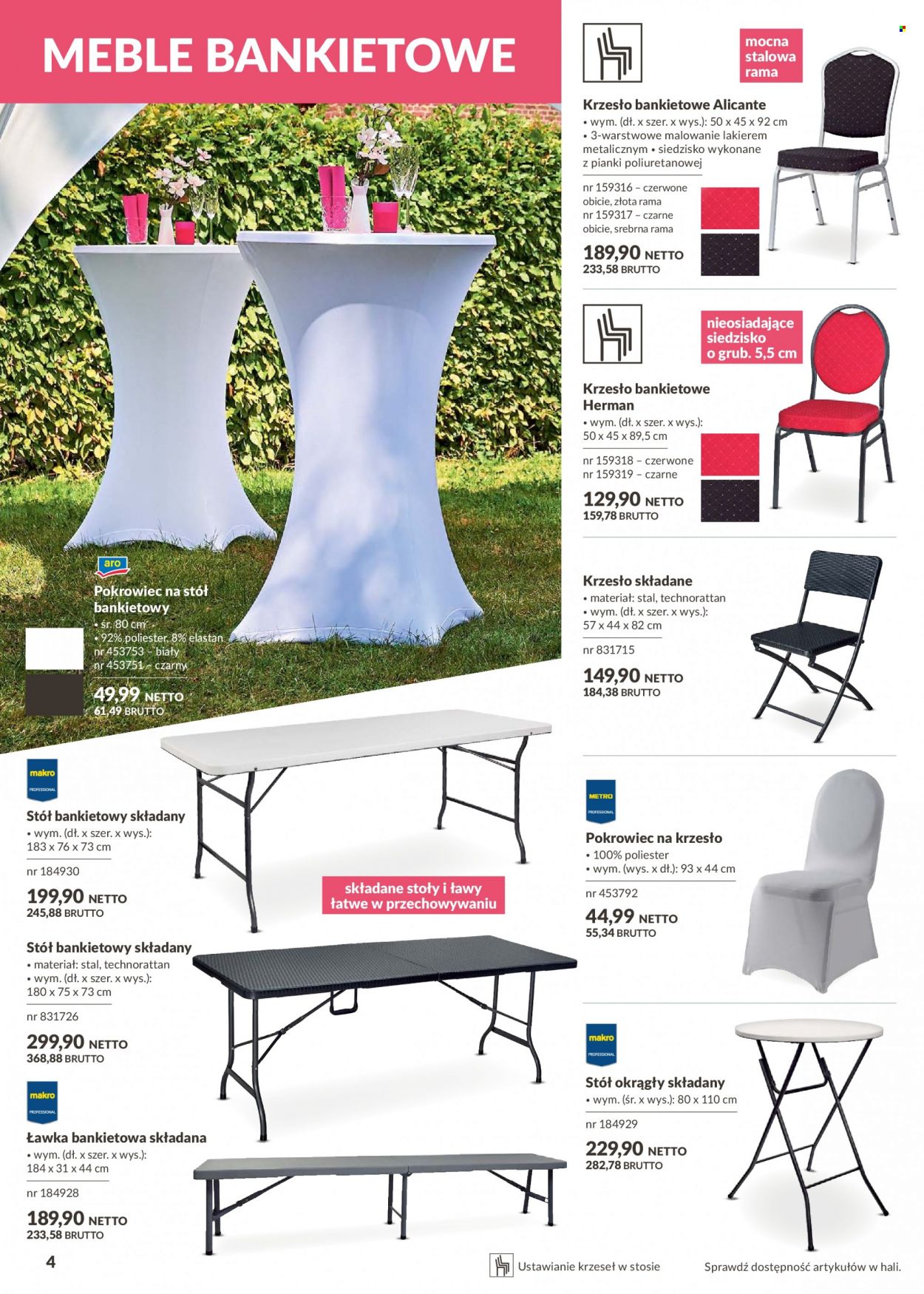 Gazetka Makro - Produkty w akcji - pokrowiec, ława, stół składany, krzesło składane. Strona 4.