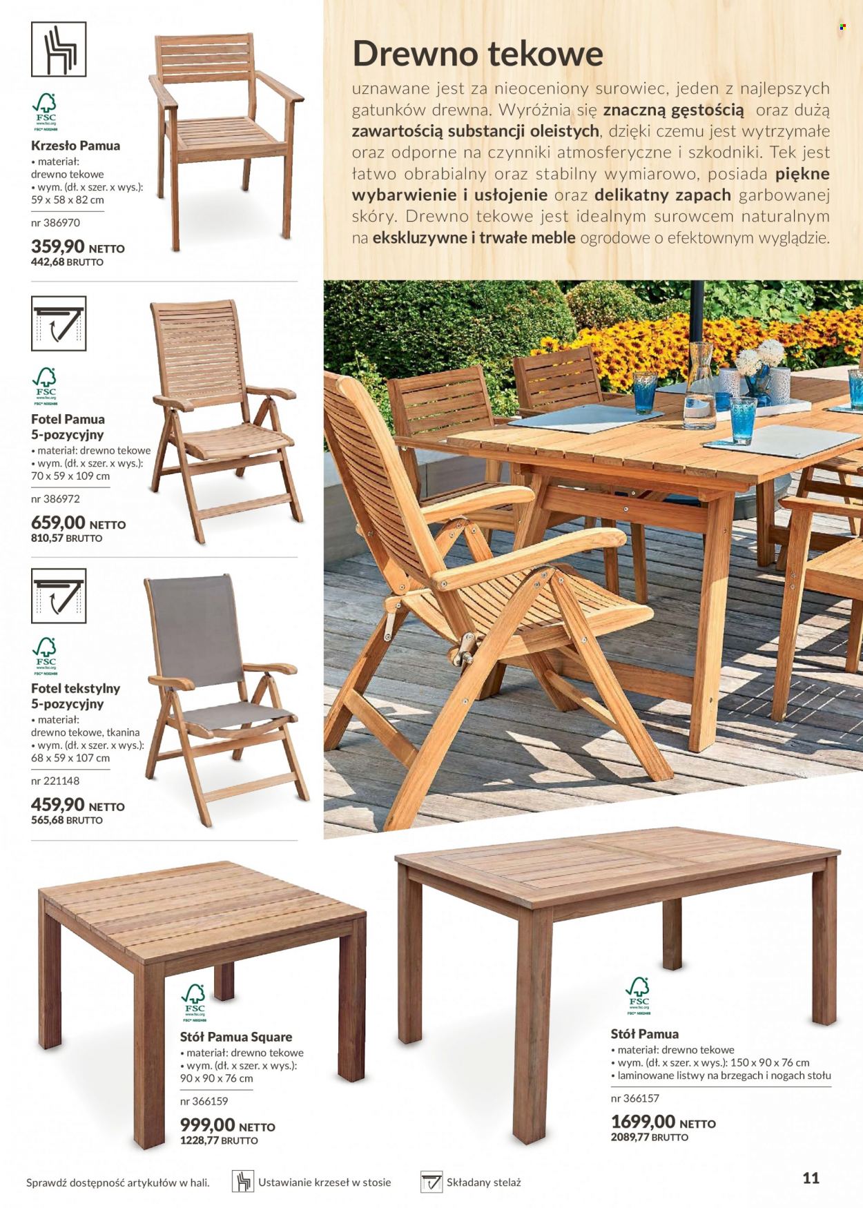 Gazetka Makro - Produkty w akcji - stół, krzesło, fotel, meble ogrodowe, tkanina. Strona 11.