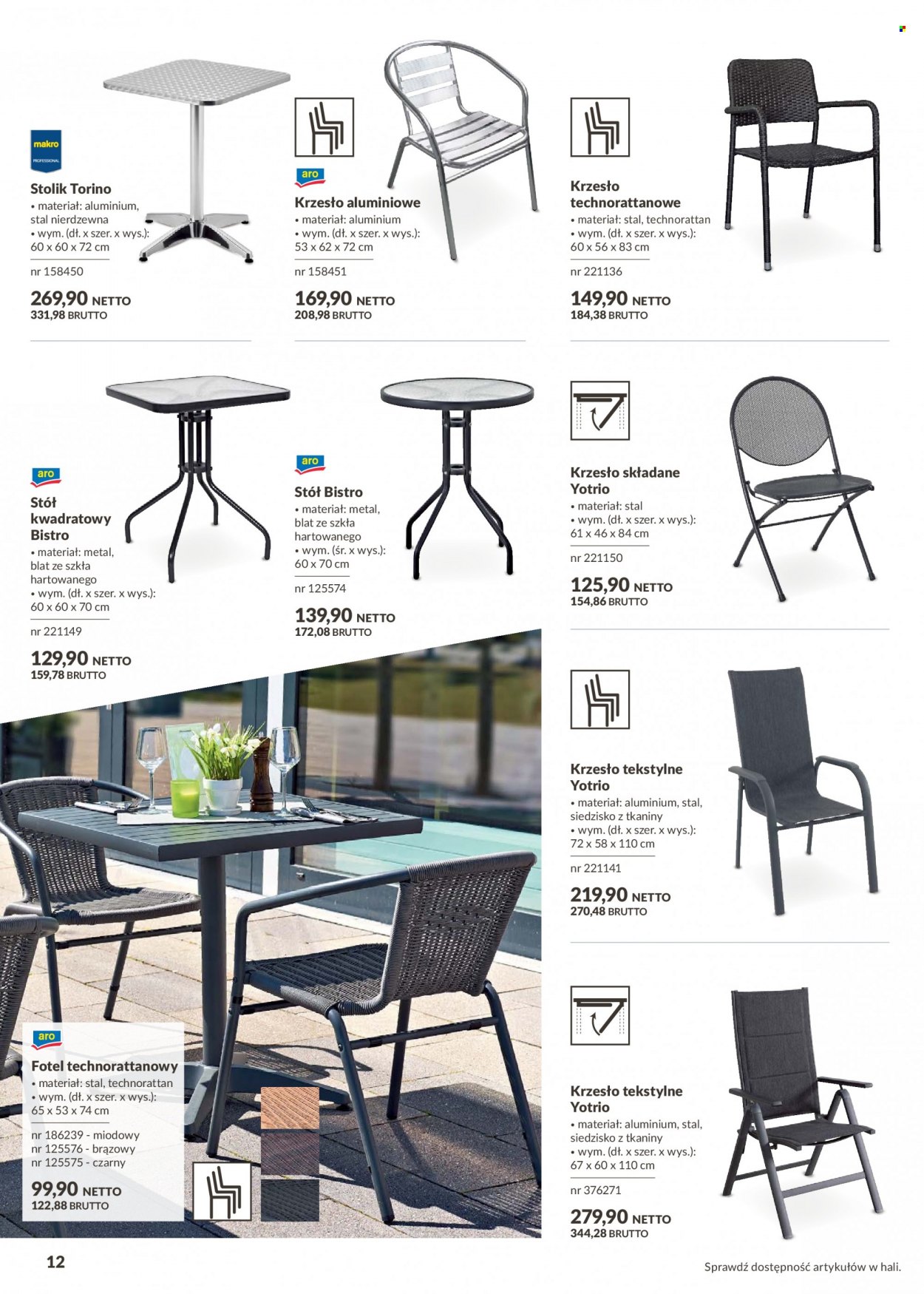 Gazetka Makro - Produkty w akcji - stolik, stół, krzesło, fotel, krzesło składane. Strona 12.