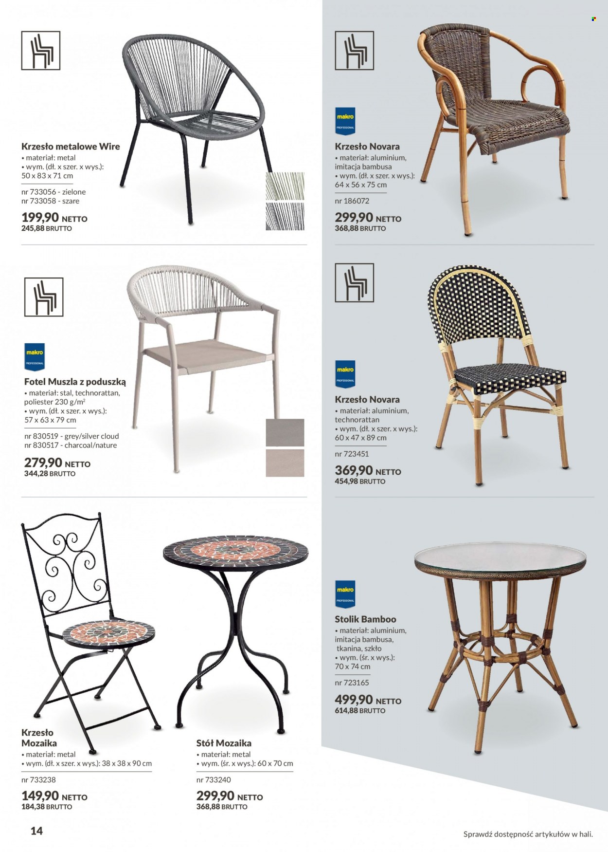 Gazetka Makro - Produkty w akcji - stolik, stół, krzesło, fotel. Strona 14.