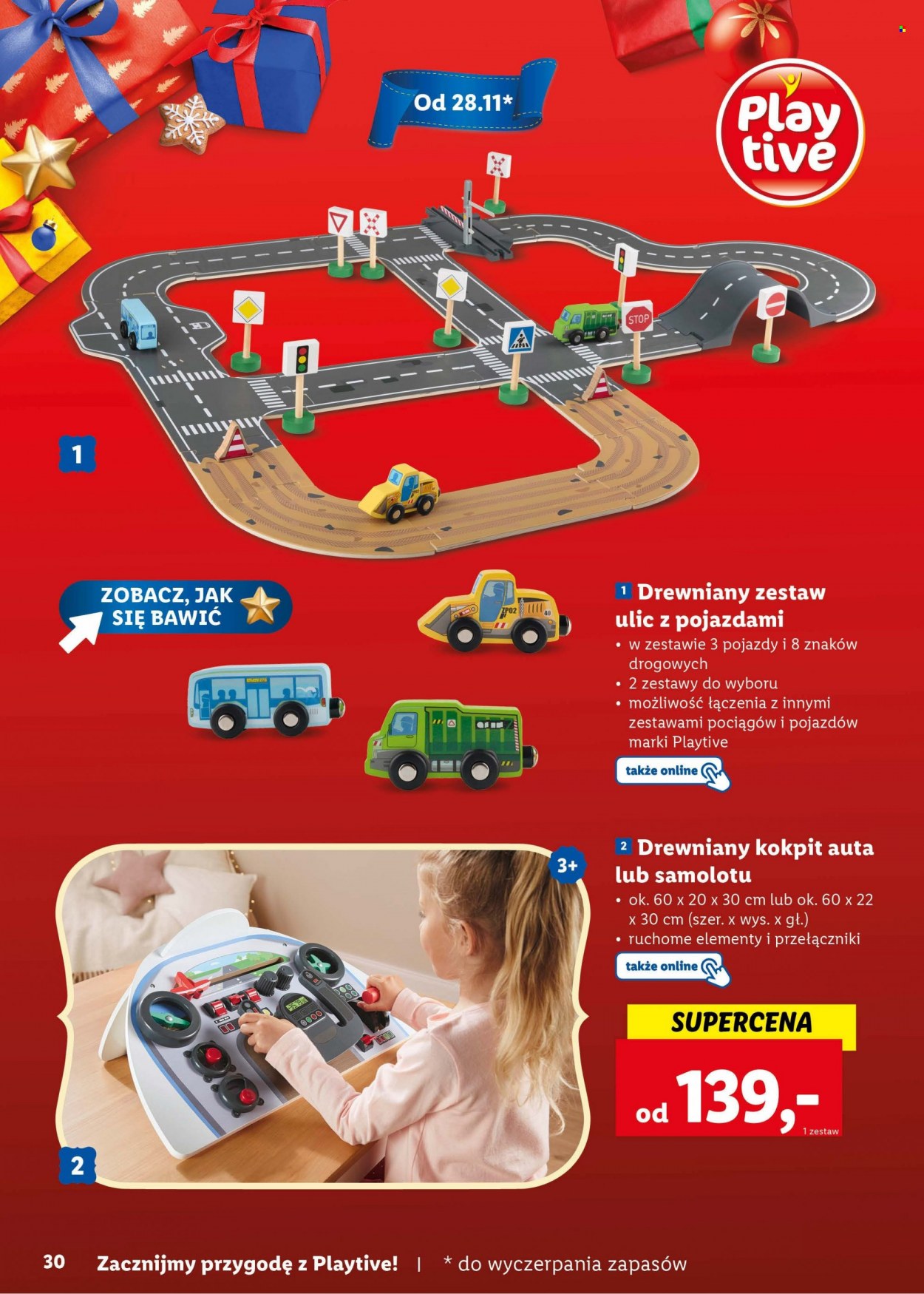 Gazetka Lidl - Produkty w akcji - zabawki drewniane, pojazd, znaki drogowe. Strona 30.