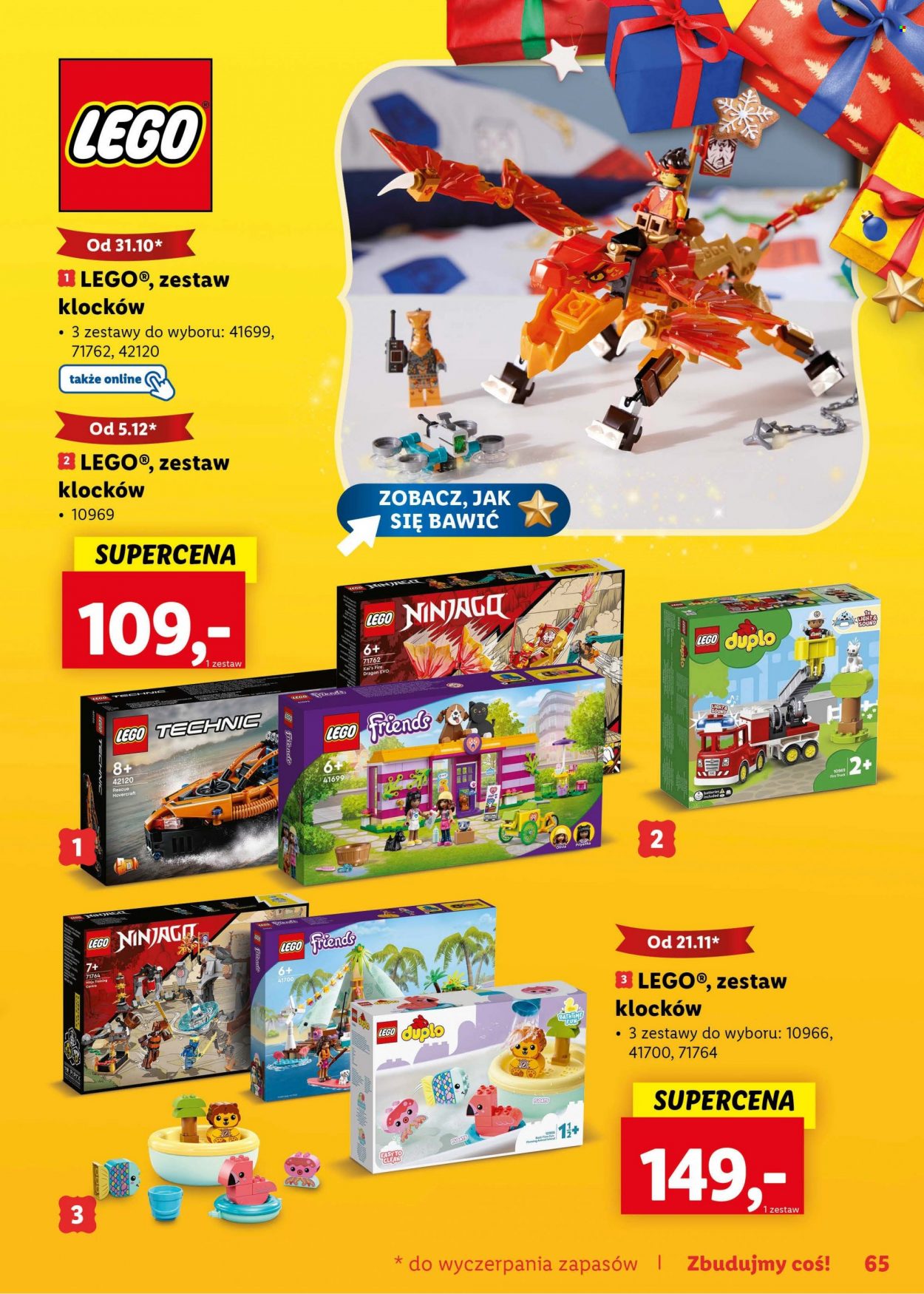 Gazetka Lidl - Produkty w akcji - LEGO Ninjago, LEGO, LEGO Duplo, LEGO Friends, LEGO Technic, klocki. Strona 65.
