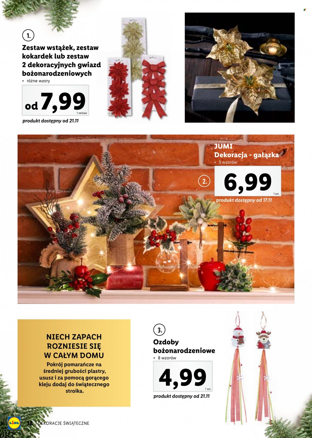 Gazetka Lidl - Produkty w akcji - pomarańcze, dekoracja świąteczna. Strona 38.
