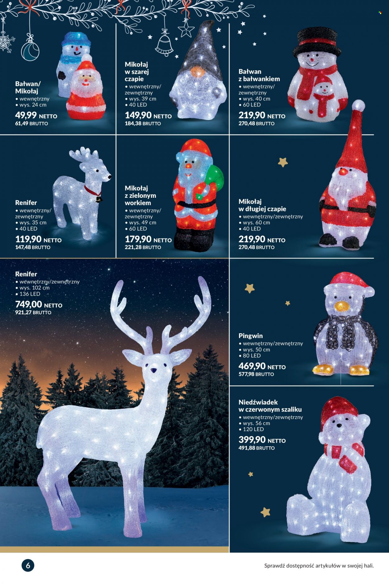 Gazetka Makro - 15.11.2022 - 24.12.2022 - Produkty w akcji - figurka bałwan, mikołaj, dekoracja świąteczna, pingwin, renifer. Strona 6.