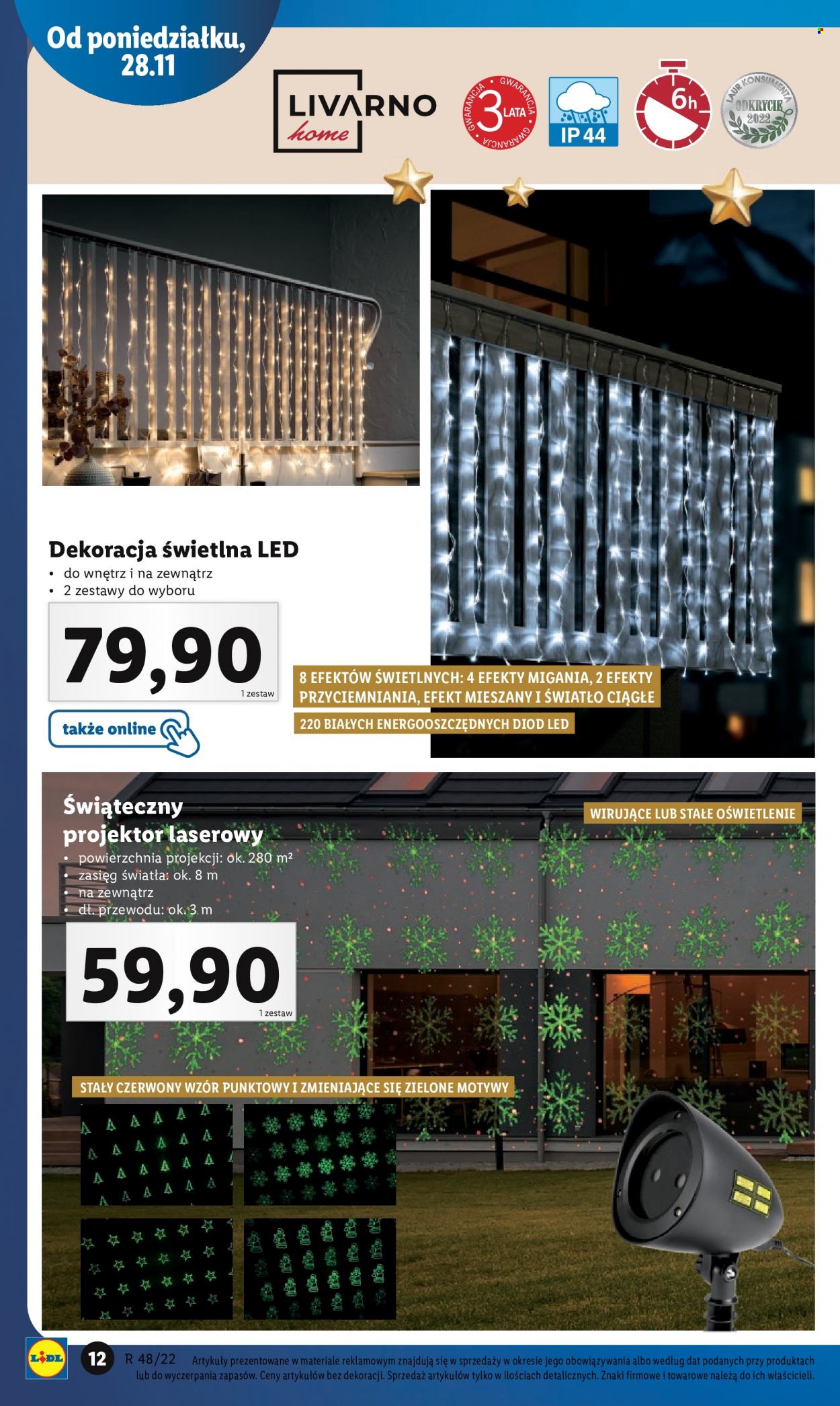 Gazetka Lidl - 28.11.2022 - 3.12.2022 - Produkty w akcji - dekoracja LED, projektor. Strona 12.