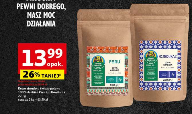 Kawa ziarnista świeżo palona 100% Arabica Peru lub Honduras 220 g