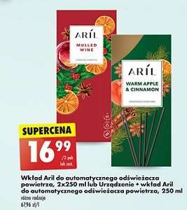 Wkład Aril do automatycznego odświeżacza powietrza, 2×250 ml lub Urządzenie + wkład Aril do automatycznego odświeżacza powietrza, 250 ml