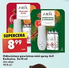 Odświeżacz powietrza mini spray Aril Exclusive, 3x15 ml