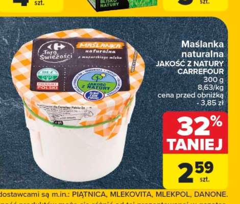 Maślanka naturalna JAKOŚĆ Z NATURY CARREFOUR