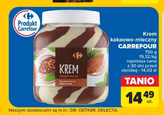 Krem kakaowo -mleczny Carrefour