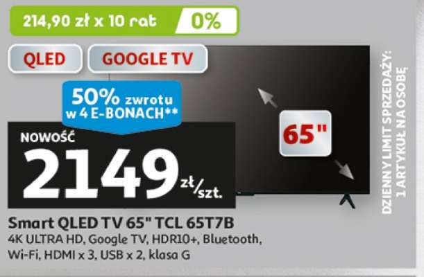 Smart QLED TV 65" TCL 65T7B