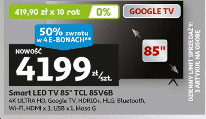 Smart LED TV 85" TCL 85V6B