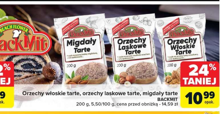 Orzechy włoskie tarte, orzechy laskowe tarte, migdały tarte