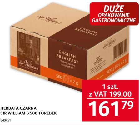 HERBATA CZARNA SIR WILLIAM’S 500 TOREBEK