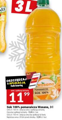 Sok 100% pomarańcza Wosana, 3 l