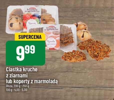 Ciastka kruche z ziarnami lub koperty z marmoladą