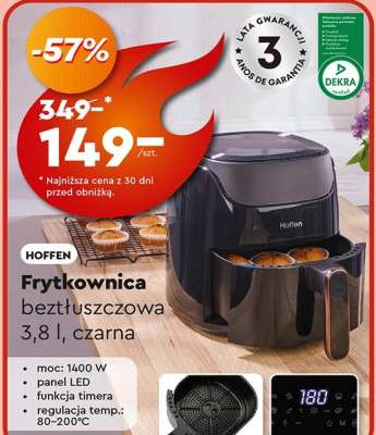 Frytkownica beztłuszczowa 3,8 l, czarna