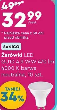 Żarówki LED GU10 4,9 WW 470 lm 4000 K barwa neutralna, 10 szt.