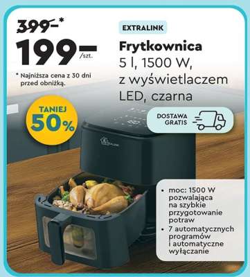 Frytkownica 5 l, 1500 W, z wyświetlaczem LED, czarna