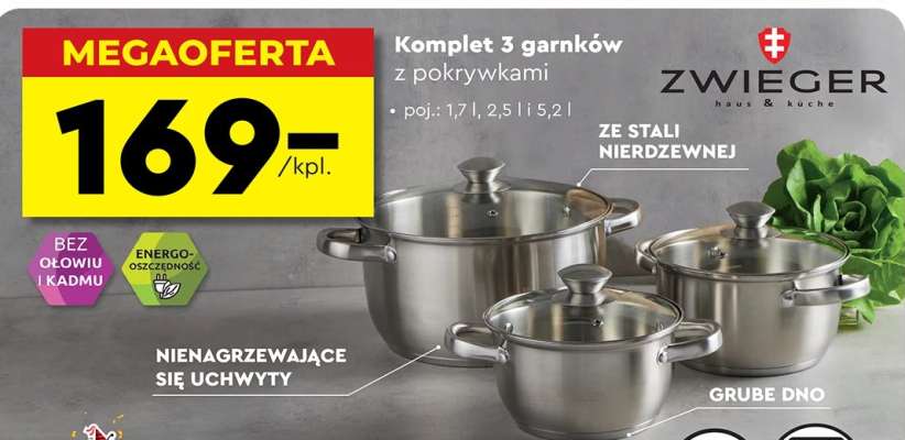 Komplet 3 garnków z pokrywkami