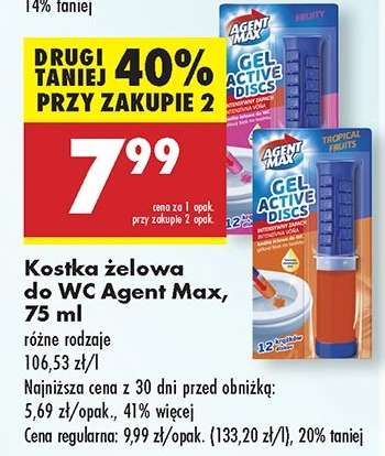 Kostka żelowa do WC Agent Max, 75 ml
