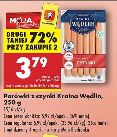 Parówki z szynki Kraina Wędlin , 250 g