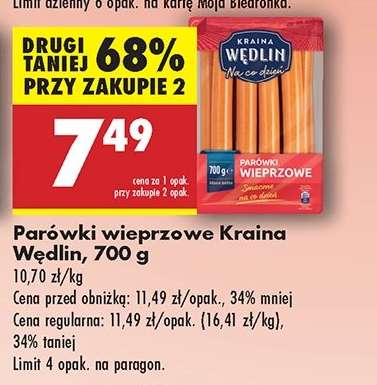 Parówki wieprzowe Kraina Wędlin 700 g