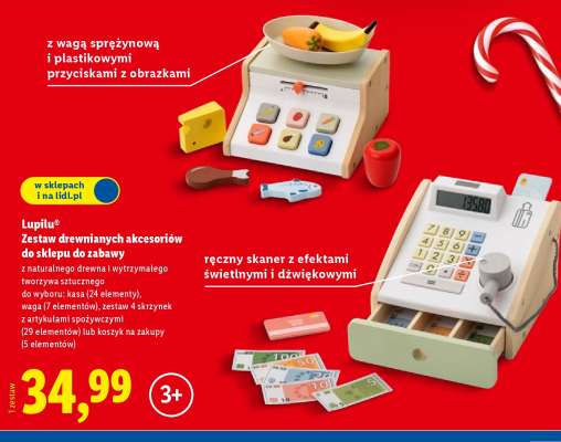 Lupilu® Zestaw drewnianych akcesoriów do sklepu do zabawy