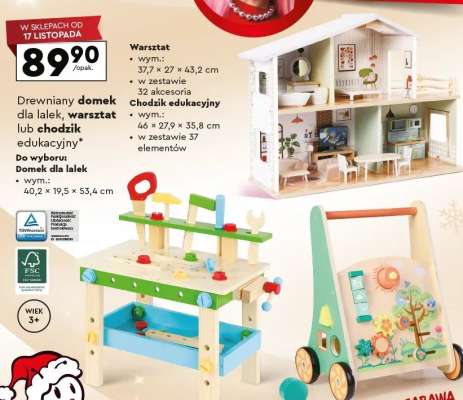 Drewniany domek dla lalek, warsztat lub chodzik edukacyjny