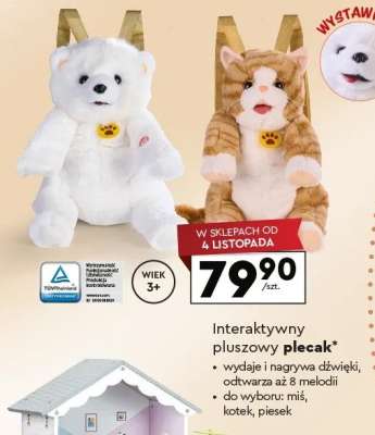 Interaktywny pluszowy plecak