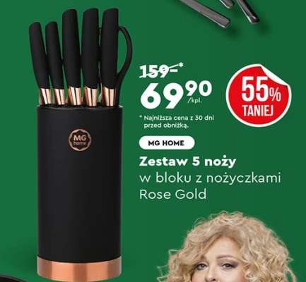 Zestaw 5 noży w bloku z nożyczkami Rose Gold