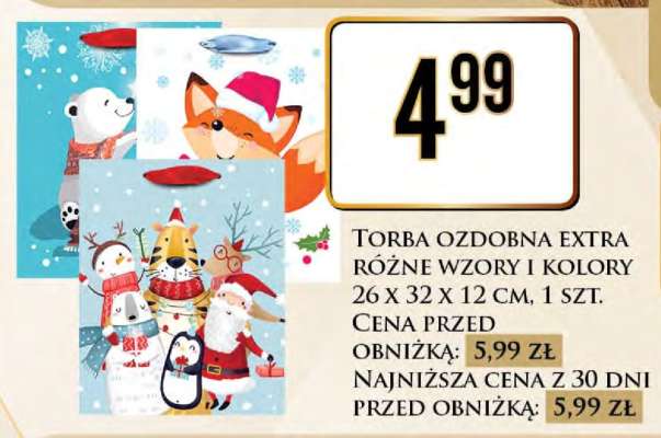 TORBA OZDOBNA EXTRA RÓŻNE WZORY I KOLORY