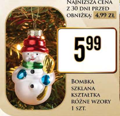 Bombka szklana kształtka różne wzory 1 szt.