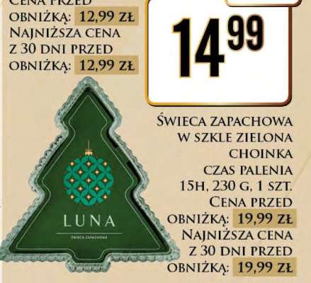 ŚWIECA ZAPACHOWA W SZKLE ZIELONA CHOINKA