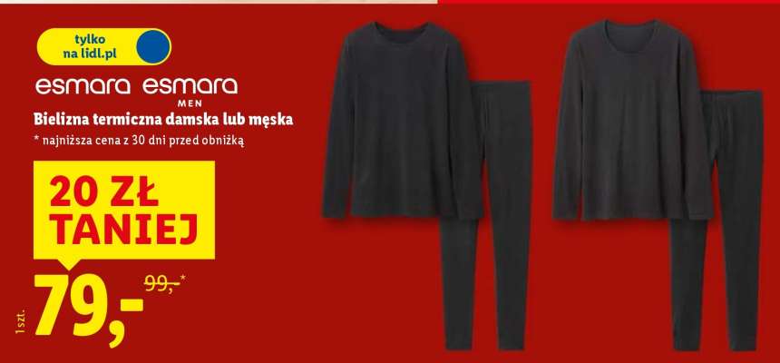 Bielizna termiczna damska lub męska