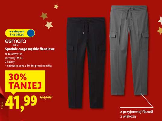 Spodnie cargo męskie flanelowe