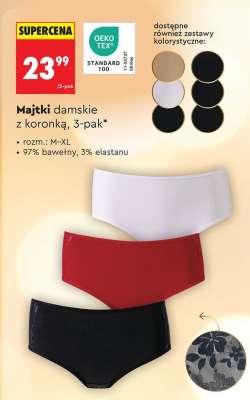 Majtki damskie z koronką, 3-pak