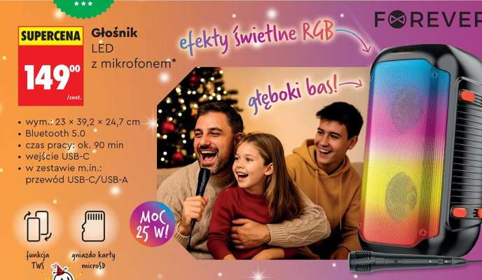 Głośnik LED z mikrofonem