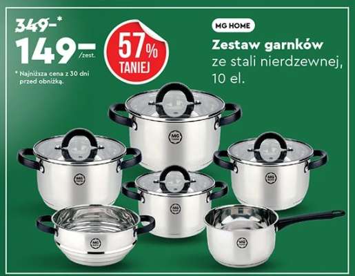 Zestaw garnków ze stali nierdzewnej, 10 el.