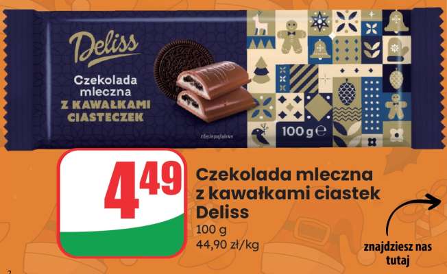 Czekolada mleczna z kawałkami ciastek Deliss