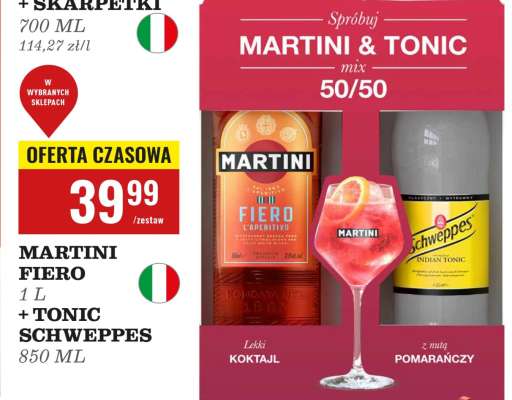 MARTINI FIERO 1 L + TONIC SCHWEPPES 850 ML