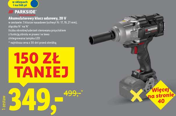 Parkside Akumulatorowy klucz udarowy 20 V