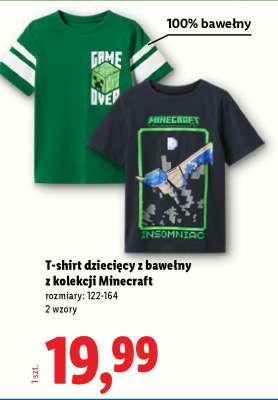 T-shirt dziecięcy z bawełny z kolekcji Minecraft