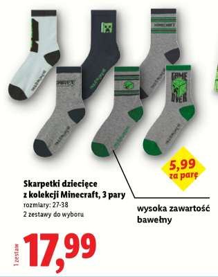 Skarpetki dziecięce z kolekcji Minecraft, 3 pary