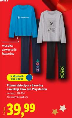 Piżama dziecięca z bawełną z kolekcji Xbox lub Playstation