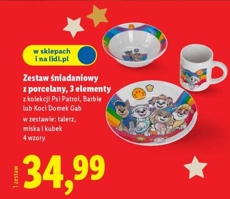 Zestaw śniadaniowy z porcelany, 3 elementy