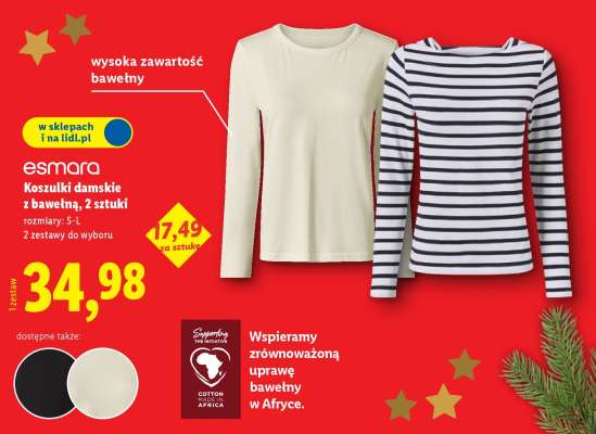 Koszulki damskie z bawełną, 2 sztuki