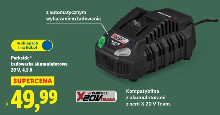 Parkside® Ładowarka akumulatorowa 20 V, 4,5 A