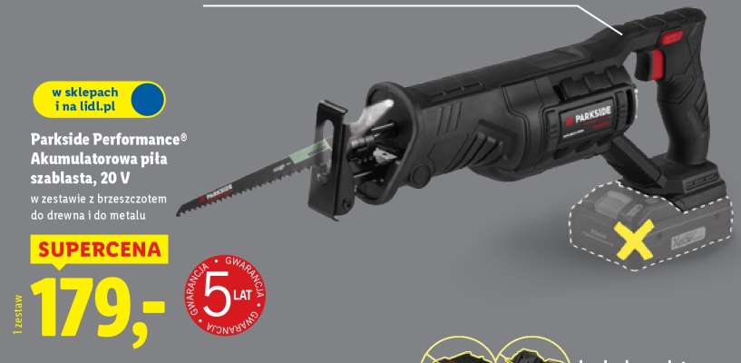 Parkside Performance Akumulatorowa piła szablasta, 20 V