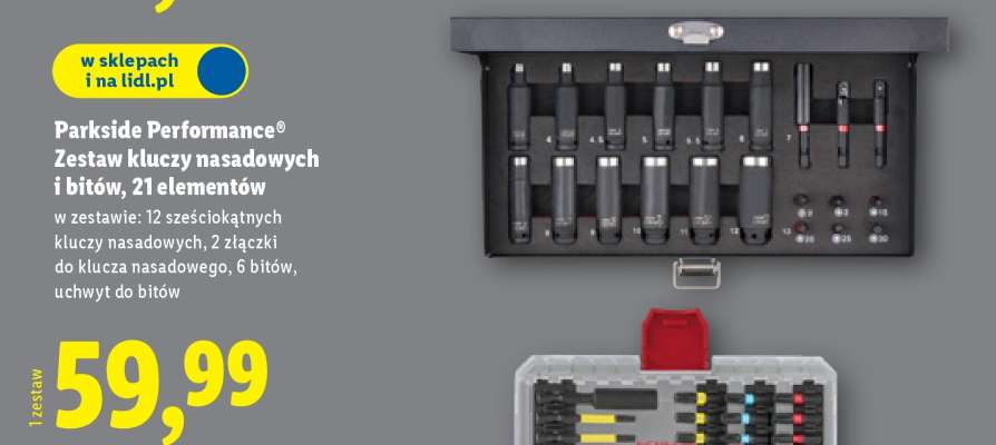 Parkside Performance® Zestaw kluczy nasadowych i bitów, 21 elementów